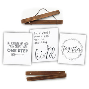 Click Sticks  - 12" Dark Stain Set, 3 Prints (One Step, Be Kind, Together)
