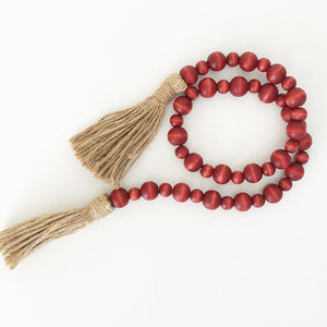 Wood Beads - Burnt Red