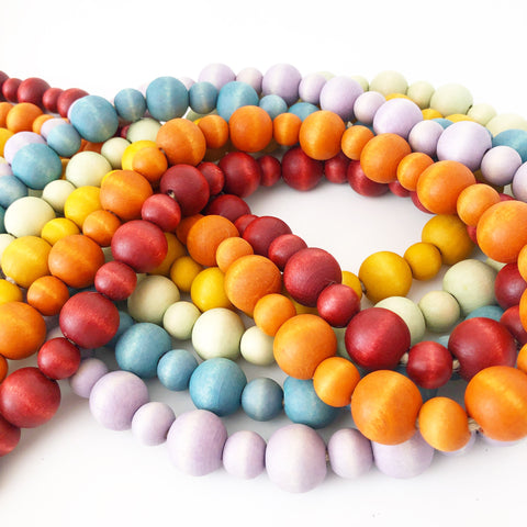 Wood Beads - Autumn Orange