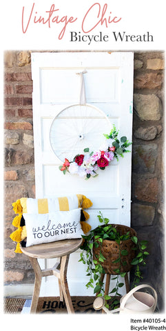 Vintage Chic White Bicycle Wheel Wreath