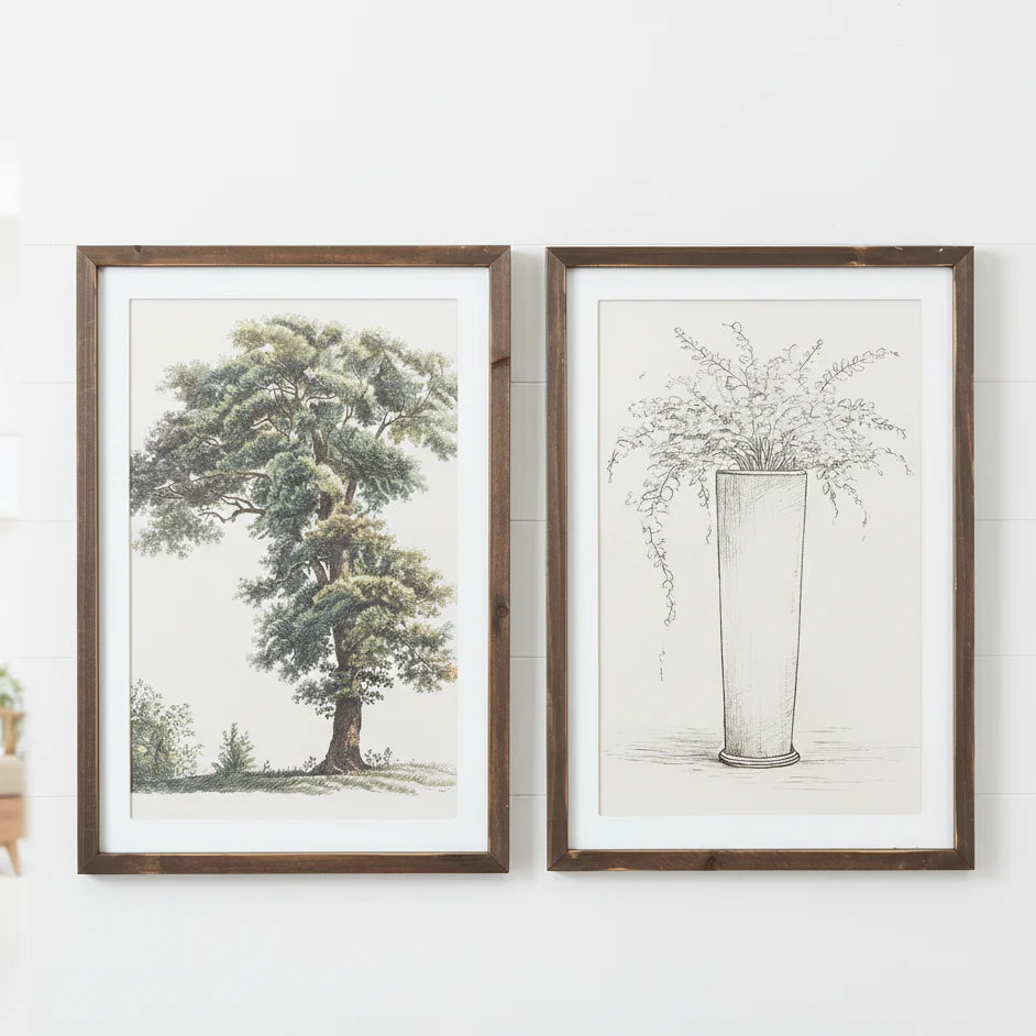 17x24 Reversible Wooden Wall Art - Floral & Tree Design