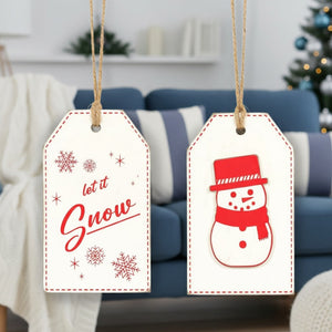 3x5 Reversible Wood Tag - Snow/Snowman Design