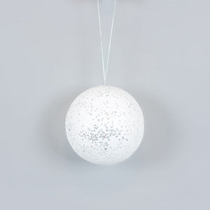 Dwella Decor 5" White Glitter Ball Ornament