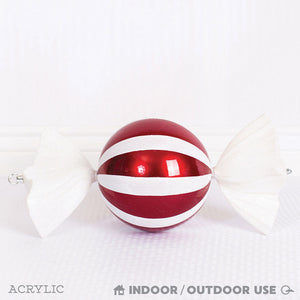 19" Red & White Christmas Ball Candy Ornament