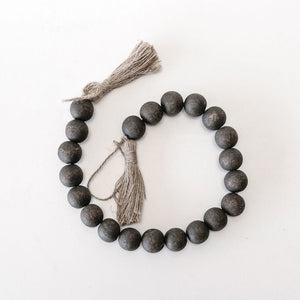 24" Wood Bead Garland with Tassels - Brown & Black