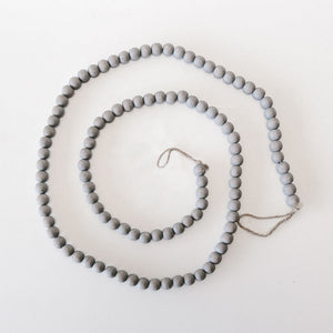 60" x 0.5" Decorative Wood Bead Garland - Gray