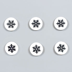 Snowflake Wood Shapes Set - White & Black (6 Pieces)