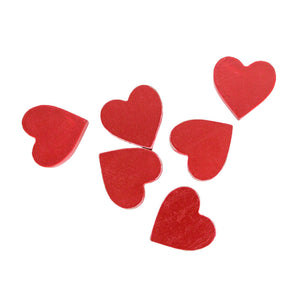 2" Wood Heart Shapes (Set of 6) - Red