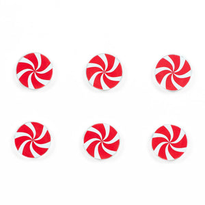2" Wood Peppermint Shapes (Set of 6) - White & Red