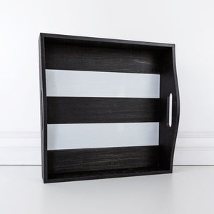 Shiplap Wooden Serving Tray in Black & White