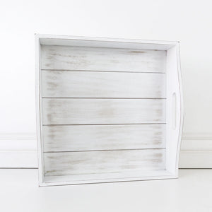 15" Wood Shiplap Decorative Tray in Black & White