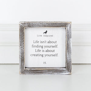 Live Inspired Life Creating Yourself Motivational Wood Sign