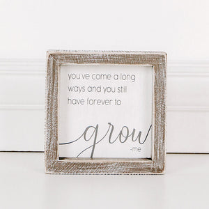 GROW Wood Frame Sign - White & Grey Scripty Collection