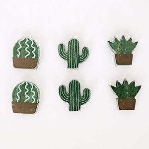 Wooden Cactus Shapes Set of 6 - Multicolor Letterboard Collection