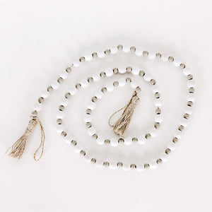 Wood Bead Garland - White & Grey