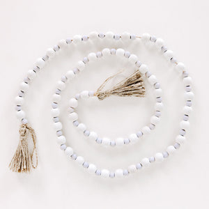 Wood Bead Garland - White and Blue Easter Decor