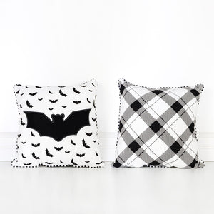 Halloween Plaid Bat Decorative Throw Pillow