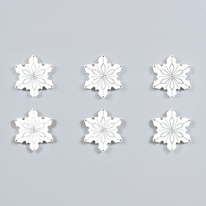 Wood Snowflake Shapes - Set of 6 White & Black Christmas Decor