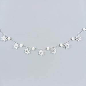 Snowflake Pom Pom Garland - White & Black
