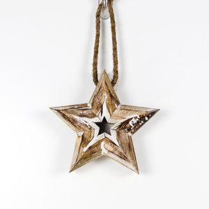 8" Mango Wood Star Ornament - Believe In Kindness Collection