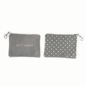 Face Masks Canvas Clutch in Gray & White