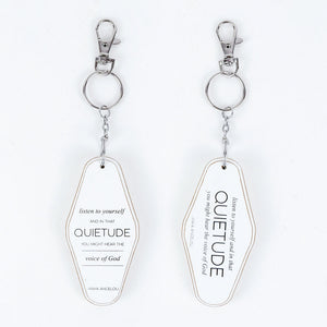 1.7" x 3.5" Reversible Wood Keychain - "Listen To Yourself" White & Black