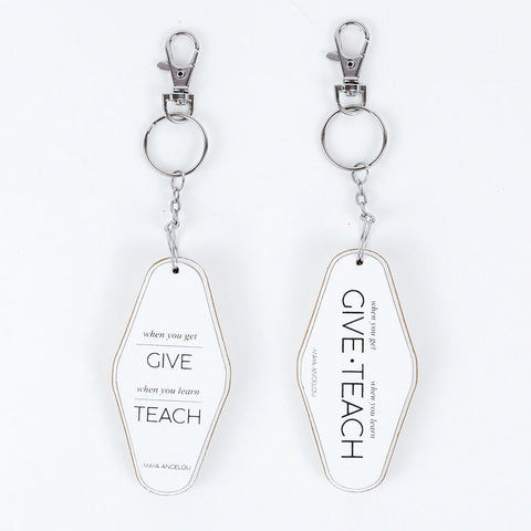 2" x 4" Reversible Wood Keychain- "When You Get Give" White & Black