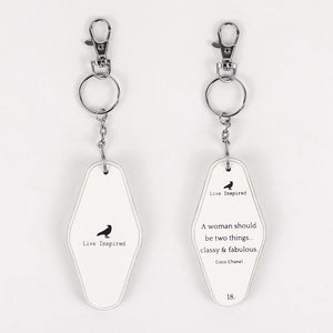 2" x 4" Reversible Wood Keychain - "Classy & Fabulous" White & Black