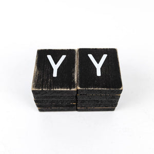 Wood Letter Y Tile - Black & White