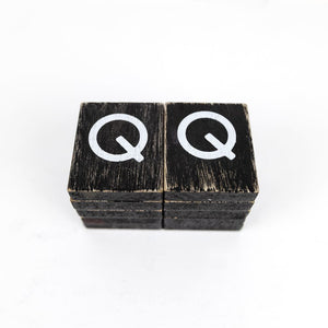 Wood Letter Tiles Q - Black & White Set of 10
