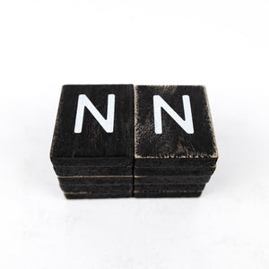 Wood Letter Tiles - Set of 10 Black/White