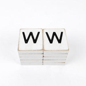 Wood Letter Tiles - Set of 10 (White & Black)