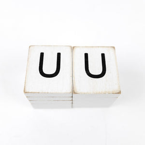 Wood Letter Tiles Set of 10 - White & Black