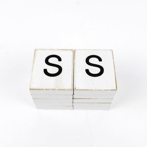 Wood Letter Tiles Set of 10 - Black & White
