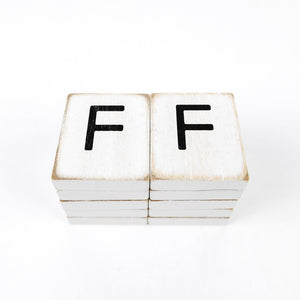 Wood Letter Tiles Set of 10 (White/Black)