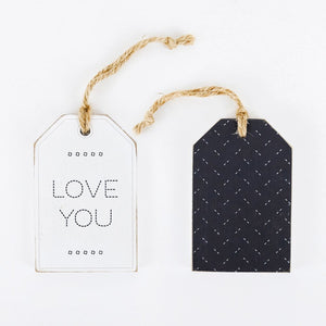 3x4 Reversible Wood Love Tag - White & Grey