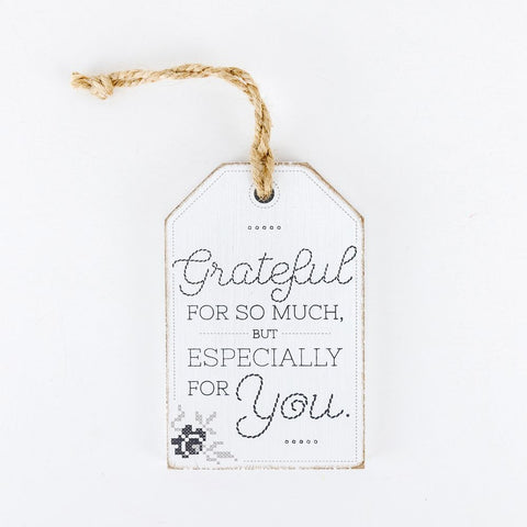 3" x 4" Reversible Grateful Wood Tag Sign - White/Grey