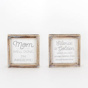 Farmhouse Framed Wood Sign - Silent Mom