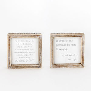 Reversible Wood Frame Sign - Believe/Pajamas