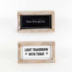 Dwella Decor Reversible Wood Frame Sign - Good/Today
