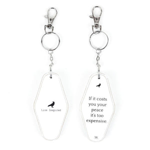 2" x 4" Reversible Wood Keychain- "If It Costs You Your Peace" White & Black