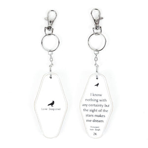 2" x 4" Reversible Wood Keychain- "Live Inspired / Sight Of The Stars" White & Black