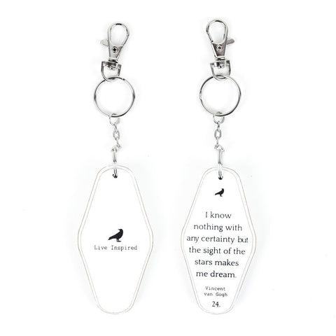 2" x 4" Reversible Wood Keychain- "Live Inspired / Sight Of The Stars" White & Black
