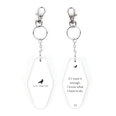 2" x 4" Reversible Wood Keychain- "Live Inspired / What I Have To Do" White & Black