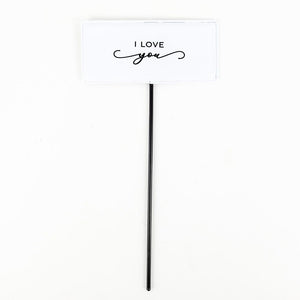 6" x 12" Metal Enamel Decorative Pick - "I Love You" White & Black