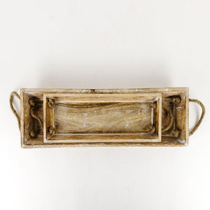 Mango Wood Nested Trays - Set of 2