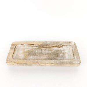 Mango Wood Tray - Natural White 13"