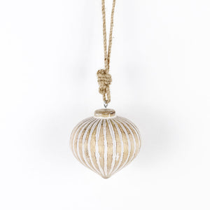 3x3 Mango Wood Ornament in White