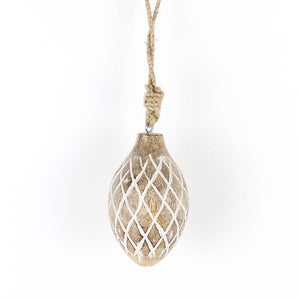 Mango Wood Potato Ornament - Neutral White
