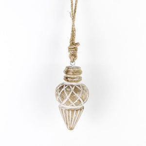Mango Wood White Ornament
